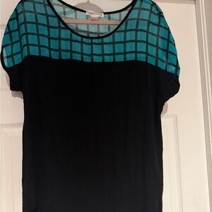 Black and Teal Women's Top